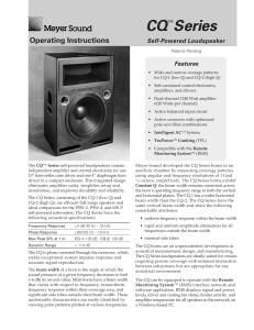 Meyer Sound CQ Series Self-Powered Loudspeaker Operating Instructions