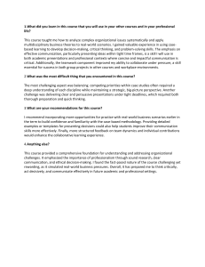 Business Course Reflection: Skills, Challenges & Recommendations