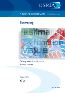 BSRIA Guide: Estimating & Value from Function in Construction Projects
