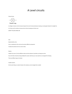 A-Level Circuits: Filament Lamps, Wires, Resistors
