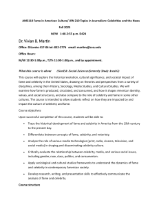 AMS110/JRN 210 Syllabus: Fame, Celebrity & News in American Culture