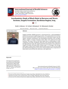 Geochemistry Study of Black Shale in Sargelu Formation, Kurdistan, Iraq