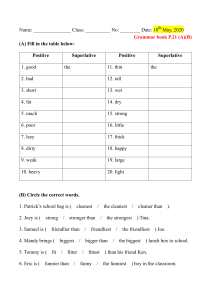 Grammar Worksheet: Superlative & Comparative Adjectives