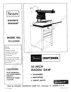 Sears Craftsman 10-Inch Radial Saw Owner's Manual