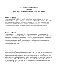 Electric Power Devices Homework: Transformer Analysis