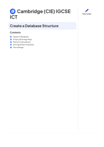 IGCSE ICT Database Structure Notes