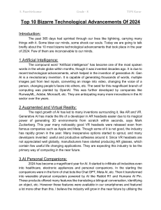 Top 10 Bizarre Tech Advancements of 2024 - Middle School Essay
