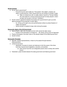 Social Contract & Democratic Principles in US Government