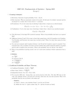 ORF 245: Fundamentals of Statistics Precept 2 - Problems & Solutions
