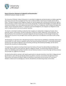 UWindsor Board Statement: Indigeneity, Decolonization & Governance (2022)