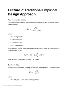 Lecture 7: Empirical Design for Shell Buckling (Axial, Bending, Torsion)