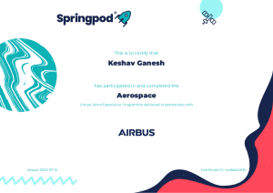 Aerospace Virtual Work Experience Certificate - Keshav Ganesh