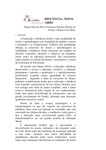 Resumo expandido Educa&ccedil;&atilde;o a Dist&acirc;ncia um novo Cen&aacute;rio