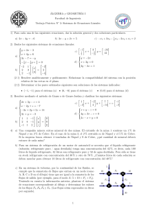 Hoja de Ejercicios de Sistemas de Ecuaciones Lineales - Álgebra y Geometría