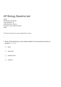 AP Biology Baseline Test Review - High School