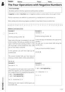The Four Operations with Negative Numbers: Addition, Subtraction, Multiplication, Division