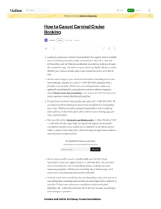 How to Cancel Carnival Cruise Booking +1–800–406–8495 