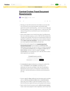 Carnival Cruises Travel Document Requirements +1–800–406–8495