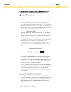 Carnival Cruise Line Minor Policy: Age, Supervision & Documents