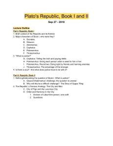 Plato's Republic Books I & II Lecture Outline