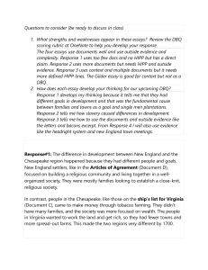 DBQ Essay Analysis: New England vs. Chesapeake