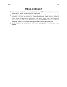 Exercices de Pr&eacute;-lab 7: Calculs de concentration d'eau de Javel