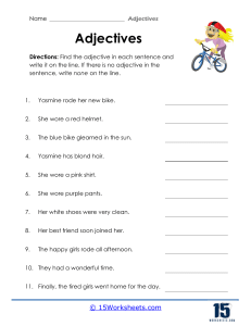 Adjectives Worksheet: Identify Adjectives in Sentences