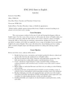 ENG 2012: Intro to English Syllabus - Fall 2025 | Sarah Bliss