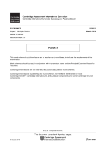 Cambridge A Level Economics 9708/12 Mark Scheme March 2018