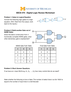EECS 470 Digital Logic Review Worksheet: Gates, FSMs, Timing