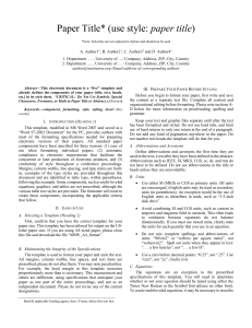 Academic Paper Template: Formatting & Style Guide