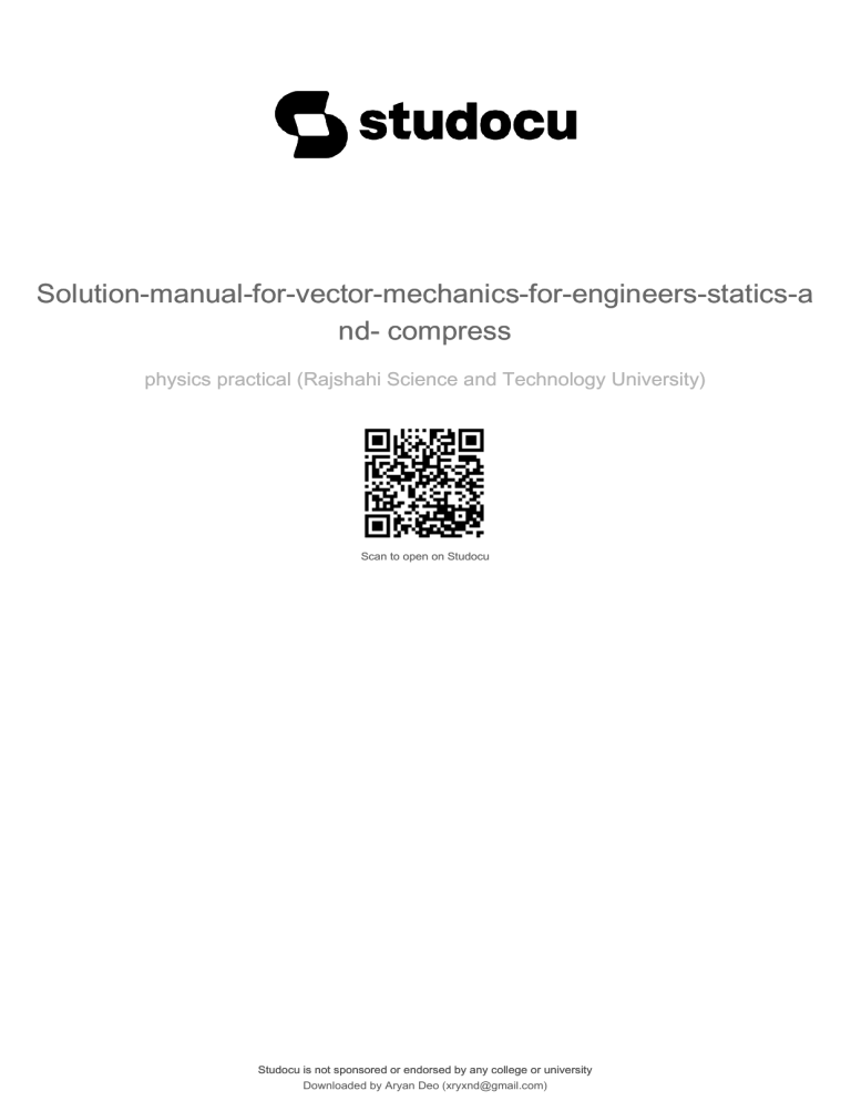 Vector Mechanics Statics & Dynamics Solution Manual