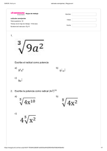 Hoja de Trabajo de Radicales y Exponentes