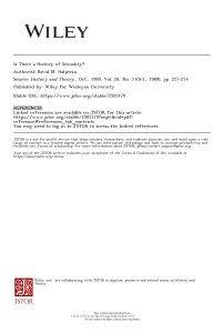 Is There a History of Sexuality? Halperin's Foucaultian Analysis