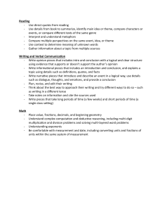 Middle School Learning Objectives: Reading, Writing, Math Skills