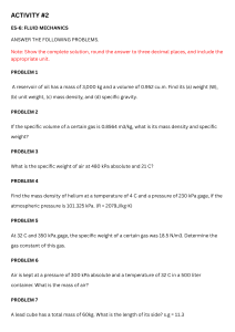 Fluid Mechanics Problems: Mass, Density, Weight, Bulk Modulus