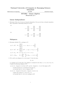 Linear Algebra Homework: Independence & Subspaces