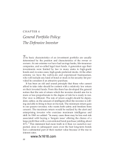 Defensive Investing: Bond-Stock Allocation & Portfolio Policy