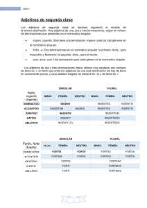 Lat&iacute;n I: Hoja de ejercicios de adjetivos de segunda clase
