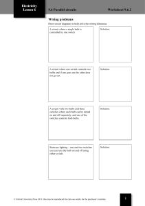 Electricity Parallel Circuits Worksheet: Wiring Problems & Solutions