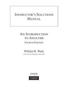 Instructor's Solutions Manual: An Introduction to Analysis, 4th Ed.