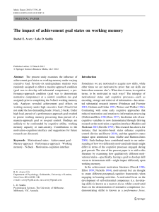 Achievement Goals & Working Memory: A Cognitive Study