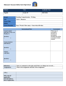 English Grade 10 Lesson Plan Template - Unit 6 Disasters