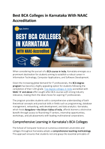 Best BCA Colleges in Karnataka with NAAC Accreditation