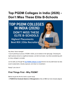 Top PGDM Colleges in India (2026): Elite B-Schools, Placements & ROI