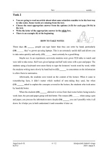 English Exam: Reading Comprehension & Note-Taking