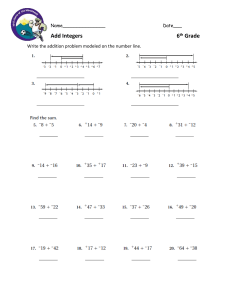 Add Integers Worksheet: 6th Grade Math Practice