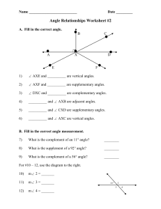 Angle Relationships Worksheet #2