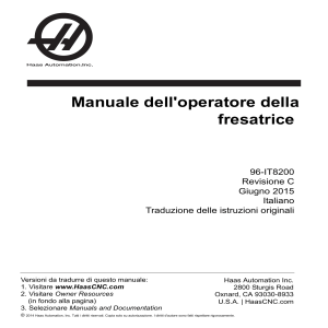 Manuale dell'operatore Fresatrice 96-IT8200