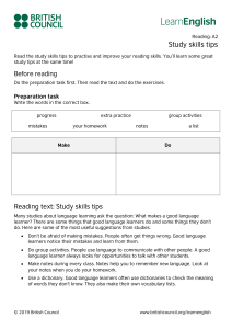 A2 English Study Skills Tips: Improve Language Learning & Reading